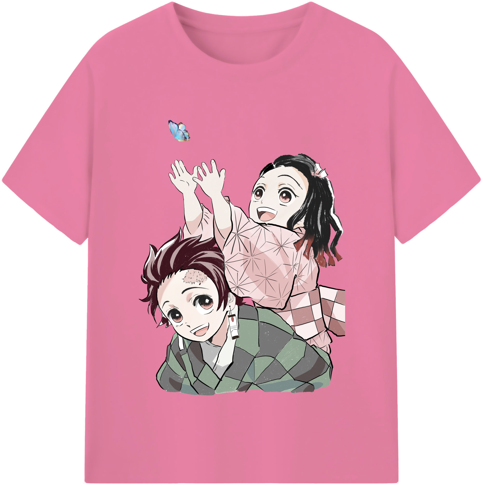 （画像用） 鬼滅の刃（きめつのやいば）竈門 禰󠄀豆子／かまど ねずこ Kamado Nezuko 綿100％半袖Tシャツ（フロントプリント）